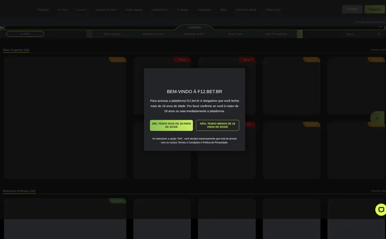 Plataforma da F12.bet
